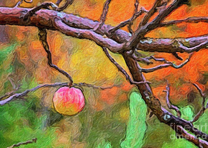 Apple Greeting Card featuring the painting Apple Unpicked by C L Lassila