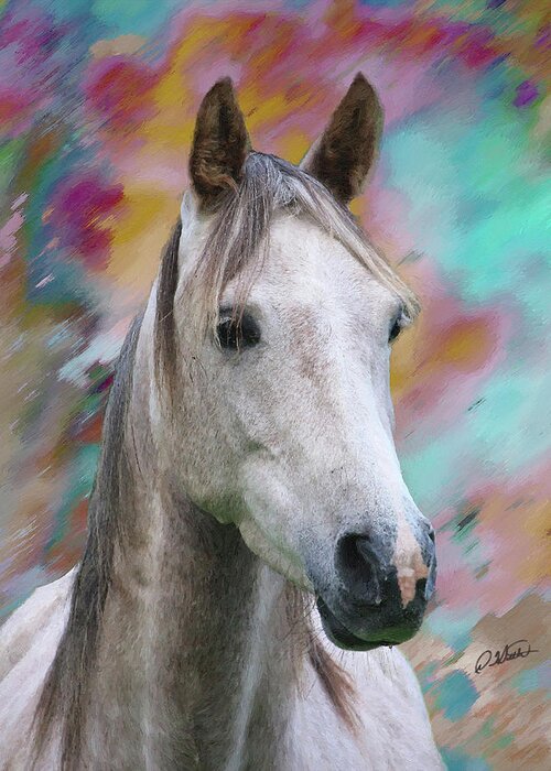 Portrait Greeting Card featuring the painting Arabian Horse DWP1001805 by Dean Wittle
