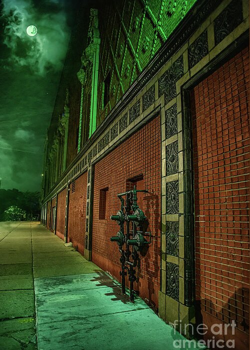 Aragon Ballroom Chicago Uptown Historic Theater Venue Concerts Night Scary Spooky Noir Prohibition Al Capone Lawrence Avenue Rock Music Batman Greeting Card featuring the photograph Aragon Ballroom by Bruno Passigatti