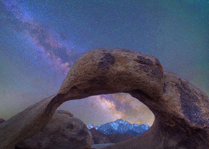 00568909 Greeting Card featuring the photograph Arch And Milky Way, Alabama Hills, Sierra Nevada, California by Tim Fitzharris