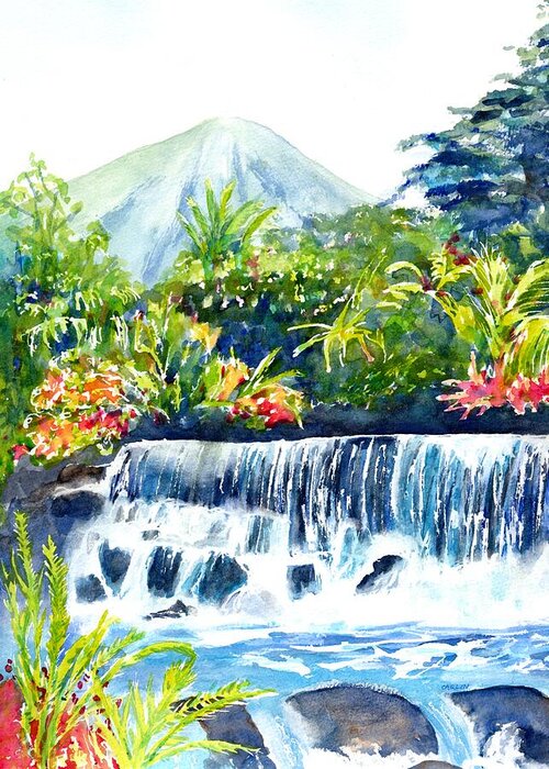 Costa Rica Greeting Card featuring the painting Arenal Volcano Costa Rica by Carlin Blahnik CarlinArtWatercolor
