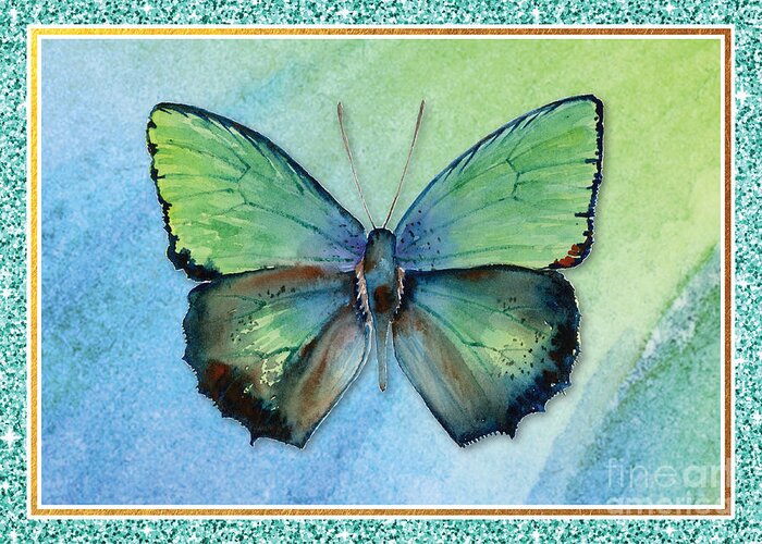 Butterfly Greeting Card Greeting Card featuring the painting Arhopala Aurea Butterfly by Amy Kirkpatrick
