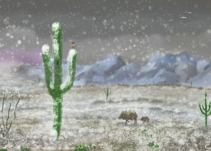 Tucson Greeting Card featuring the digital art Arizona Blizzard by Chance Kafka