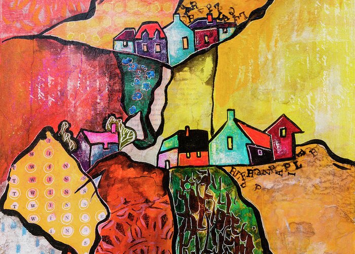  Painting Greeting Card featuring the mixed media Art Land 4 by Ariadna De Raadt