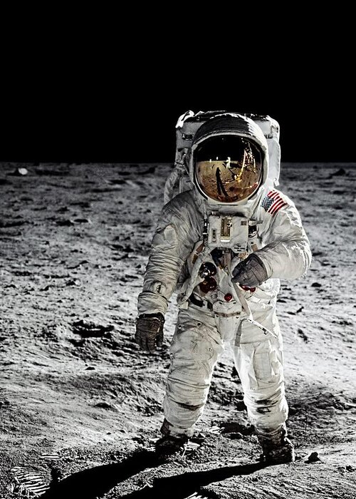 Aldrin Greeting Card featuring the photograph Aldrin on the Moon by Weston Westmoreland