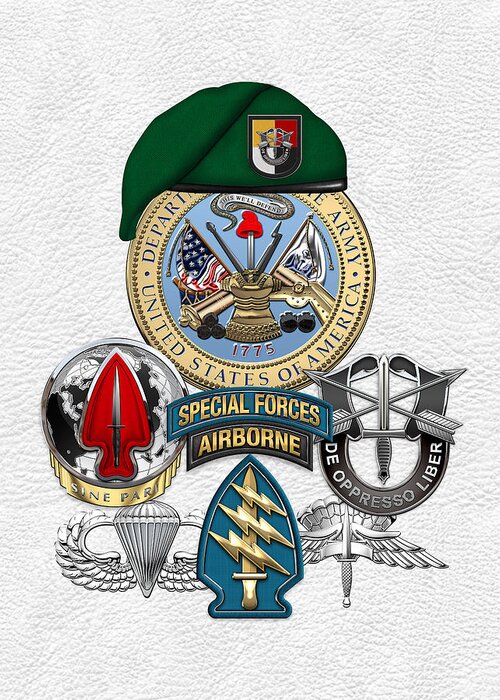  ‘u.s. Army Special Forces’ Collection By Serge Averbukh Greeting Card featuring the digital art 3rd Special Forces Group - Green Berets Special Edition by Serge Averbukh