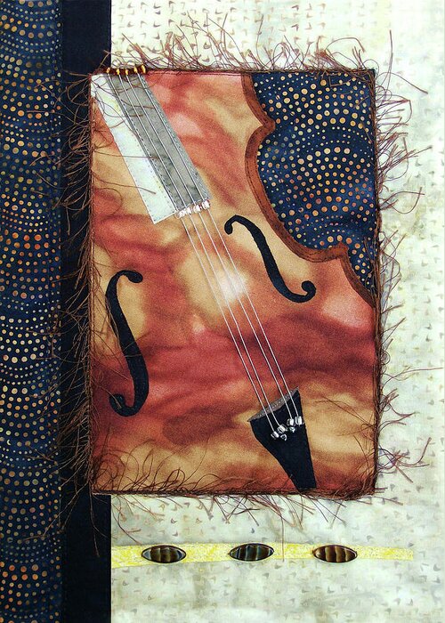Bass Greeting Card featuring the tapestry - textile All That Jazz Bass by Pam Geisel