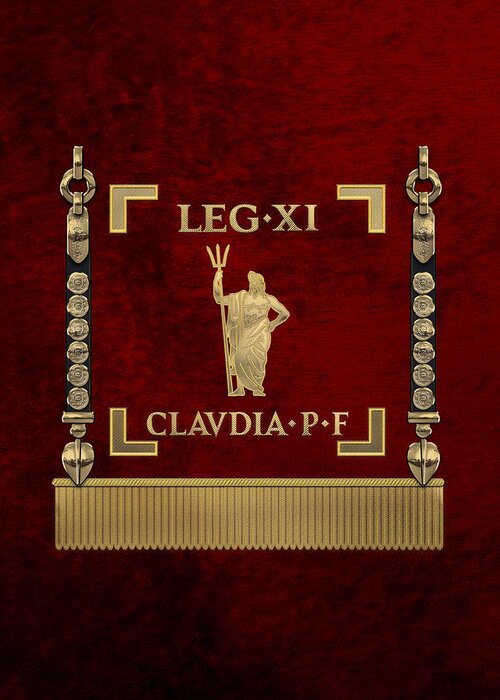 ‘rome’ Collection By Serge Averbukh Greeting Card featuring the digital art Standard of the 11th Roman Legion - Vexillum of Legio XI Claudia by Serge Averbukh