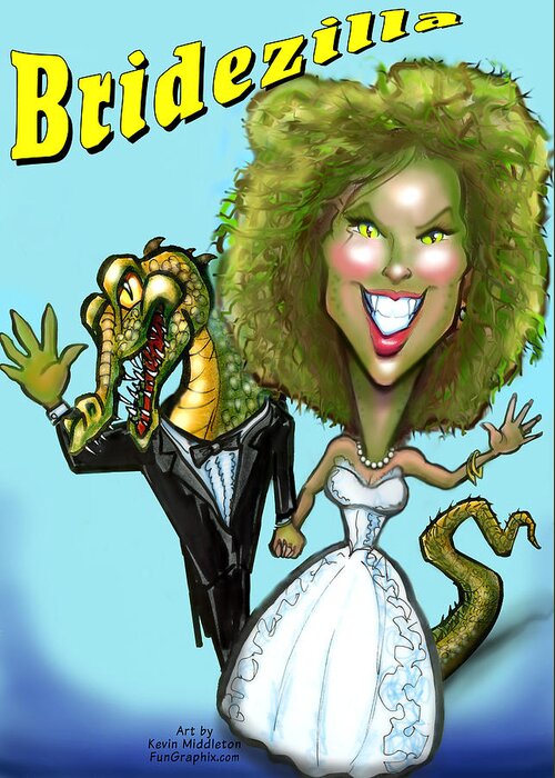 Bridezilla Greeting Card featuring the digital art Bridezilla by Kevin Middleton