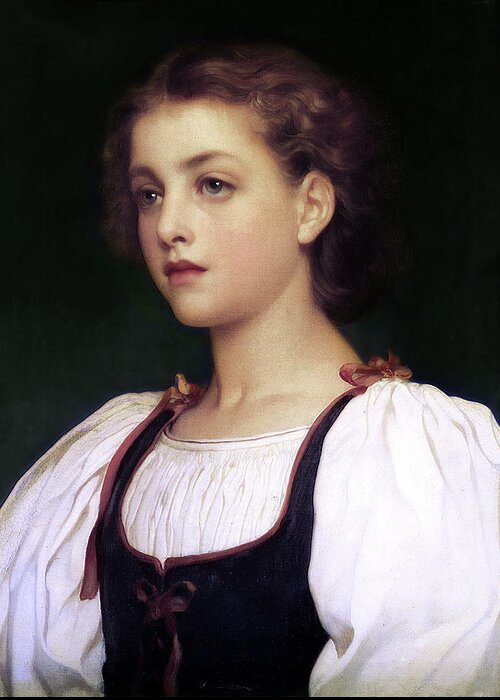 Biondina Greeting Card featuring the digital art Biondina by Lord Frederic Leighton by Rolando Burbon