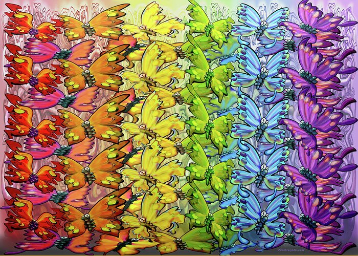 Butterflies Greeting Card featuring the digital art Rainbow of Butterflies by Kevin Middleton