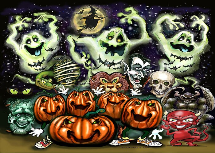 Halloween Greeting Card featuring the digital art Halloween Fun by Kevin Middleton