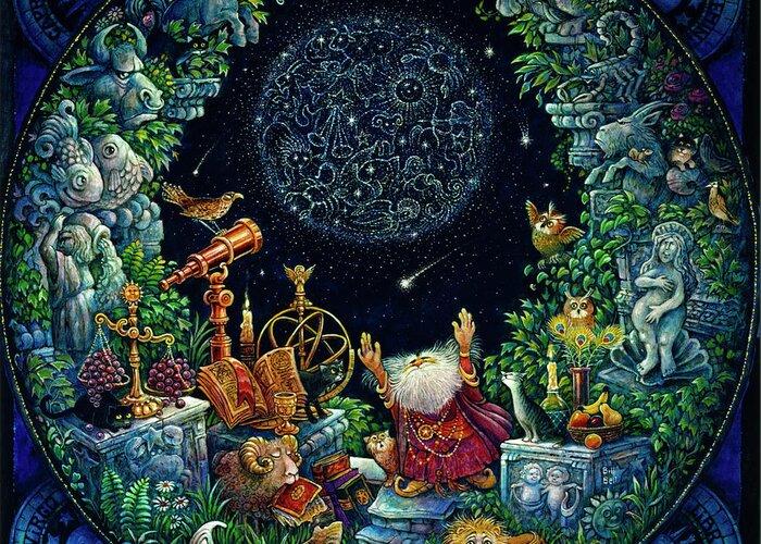 Astrologer 2 Greeting Card featuring the painting Astrologer 2 (pc) by Bill Bell
