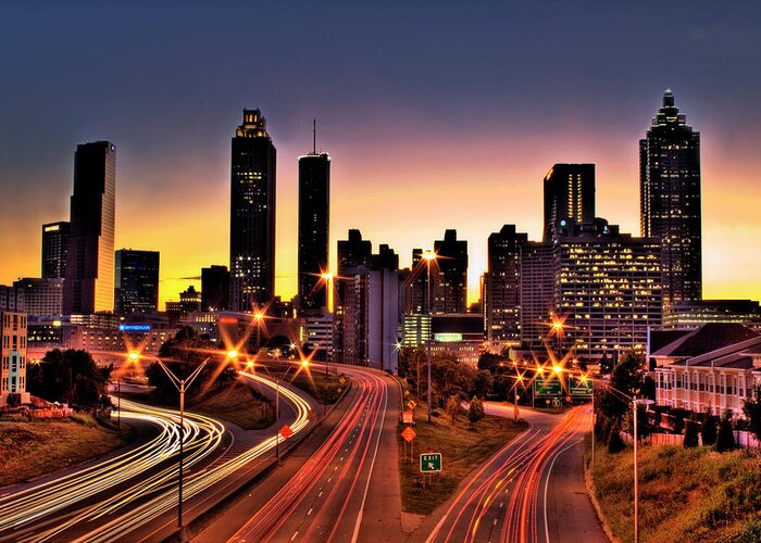 Atlanta Greeting Card featuring the photograph Atlanta Colorful Skyline by Ryan Murphy