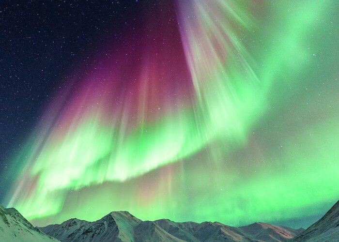 Scenics Greeting Card featuring the photograph Aurora Borealis In Alaska by Noppawat Tom Charoensinphon