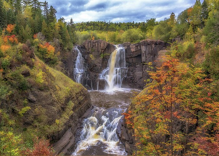 Waterfall Greeting Card featuring the photograph Autumn at Pigeon Falls by Susan Rissi Tregoning