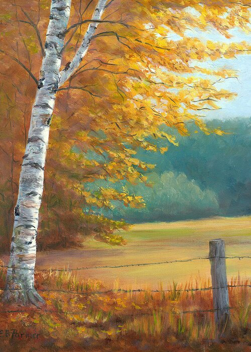 Autumn Greeting Card featuring the painting Autumn Birch Field by Elaine Farmer