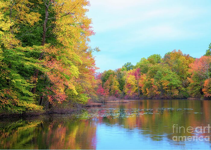 Davidsons Mill Pond Greeting Card featuring the photograph Autumn Colors in NJ by Michael Ver Sprill