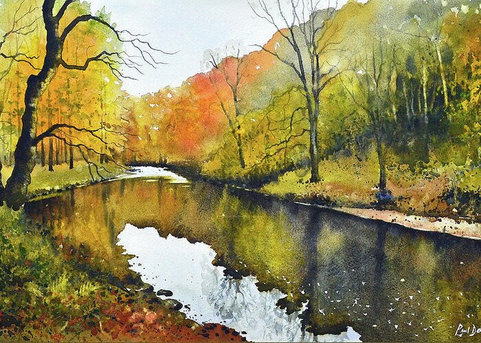 Bolton Abbey Greeting Card featuring the painting Autumn Colours, Bolton Abbey by Paul Dene Marlor