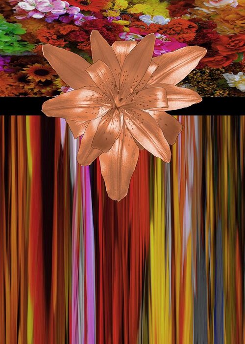 Autumn Greeting Card featuring the mixed media Autumn Copper Lily Floral Design by Delynn Addams