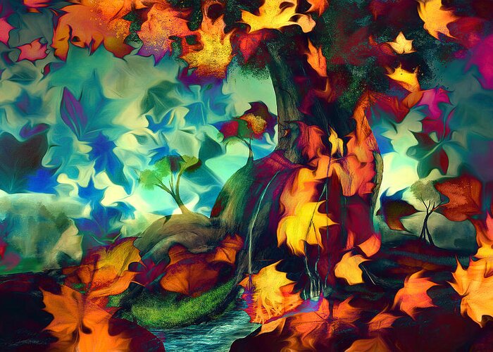 Autumn Greeting Card featuring the digital art Autumn Fantasy 2 by Lisa Yount