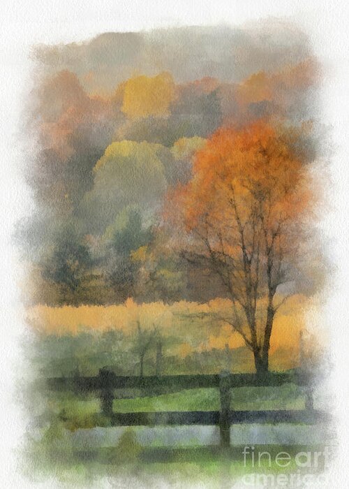 Autumn Greeting Card featuring the mixed media Autumn in Virginia by Kerri Farley