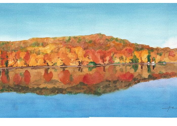 Www.miketheuer.com Greeting Card featuring the painting Autumn Lake Shore by Mike Theuer