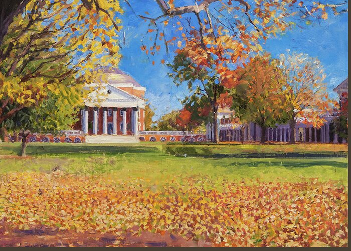 Uva Greeting Card featuring the painting Autumn on the Lawn by Edward Thomas