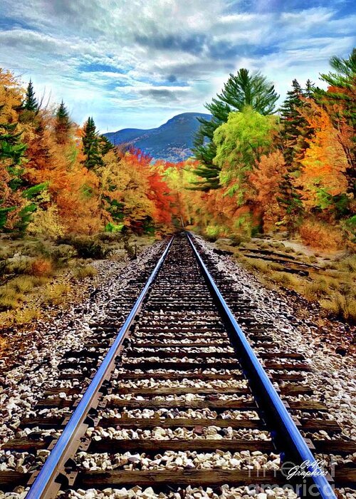 Train Greeting Card featuring the digital art Autumn Rails by CAC Graphics