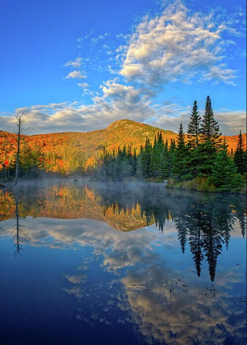 Cumulous Clouds Greeting Card featuring the photograph Autumn Sky, Mountain Pond by Jeff Sinon