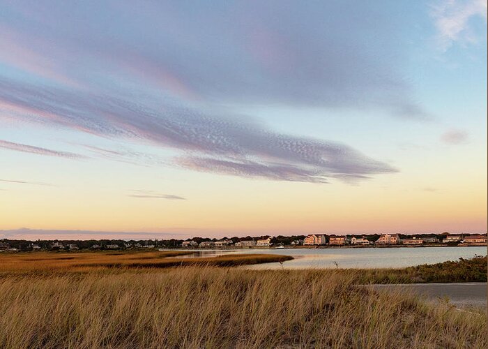Autumn Sunset At West Dennis Beach Cape Cod Greeting Card featuring the photograph Autumn Sunset at West Dennis Beach Cape Cod by Michelle Constantine