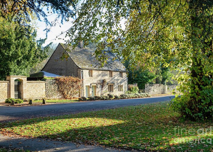 Lower Slaughter Greeting Card featuring the photograph Autumn Cottage in Lower Slaughter by Tim Gainey