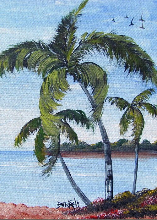 Palms Greeting Card featuring the painting Awesome Day by Gloria E Barreto-Rodriguez