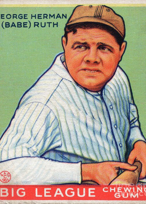 Babe Ruth Greeting Card featuring the photograph Babe Ruth Baseball Card 1933 by Jon Neidert
