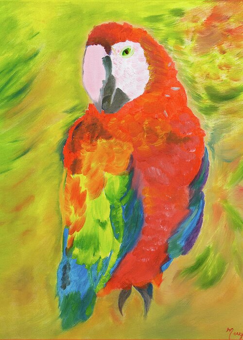 Parrot Greeting Card featuring the painting Baby Face by Meryl Goudey