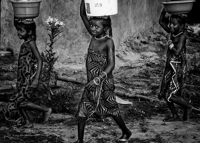Water Greeting Card featuring the photograph Back Home With The Water - Benin by Joxe Inazio Kuesta Garmendia