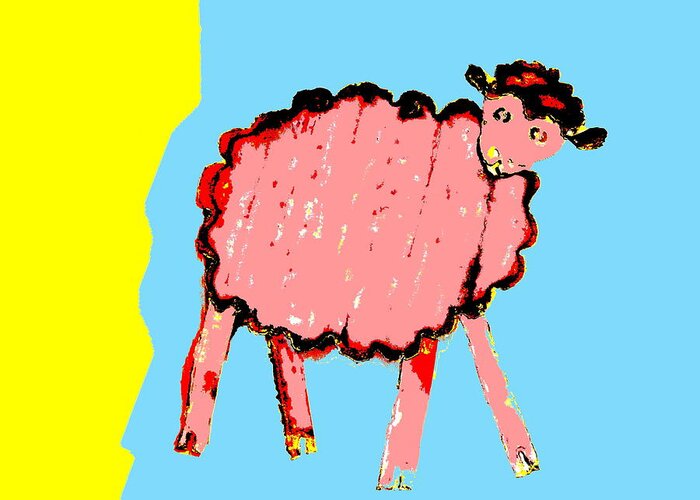 Pop Art Greeting Card featuring the photograph Bah Bah Aussie Sheep - Pink by Lexa Harpell