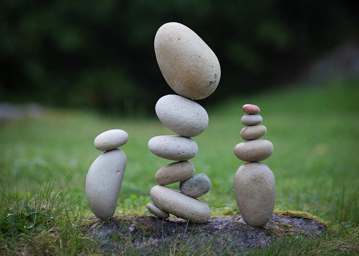 Meditation Zen Yoga Mindfulness Stones Nature Land Art Balancing Sweden Greeting Card featuring the sculpture Balancing art #35 by Pontus Jansson