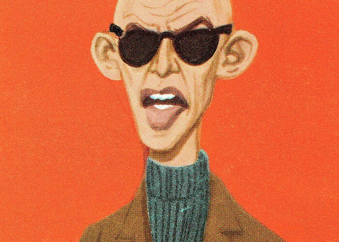 Accessories Greeting Card featuring the drawing Bald man in tweed and sunglasses by CSA Images