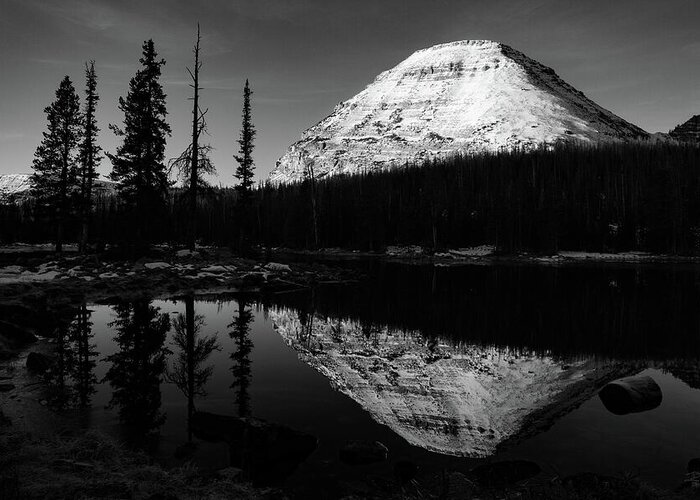 Utah Greeting Card featuring the photograph Bald Mountain Sunrise Black and White - Uinta Mountains, Utah by Brett Pelletier