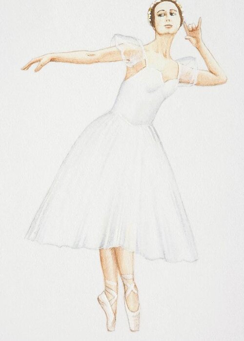 Ballet Dancer Greeting Card featuring the digital art Ballerina In White Calf-length Dress by Dorling Kindersley
