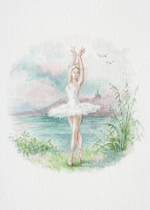 Ballet Dancer Greeting Card featuring the digital art Ballerina In White Tutu Standing On by Dorling Kindersley
