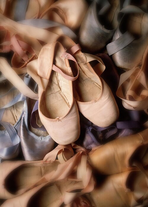 Ballet Shoe Greeting Card featuring the photograph Ballet Slippers, Elevated View Digital by Gary S Chapman