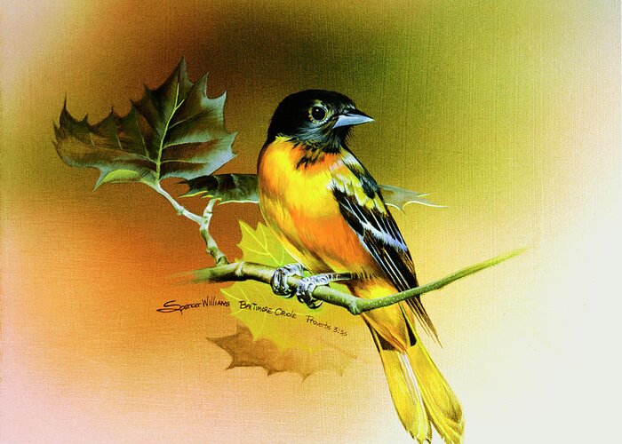 Religious Greeting Card featuring the mixed media Baltimore Oriole by Spencer Williams
