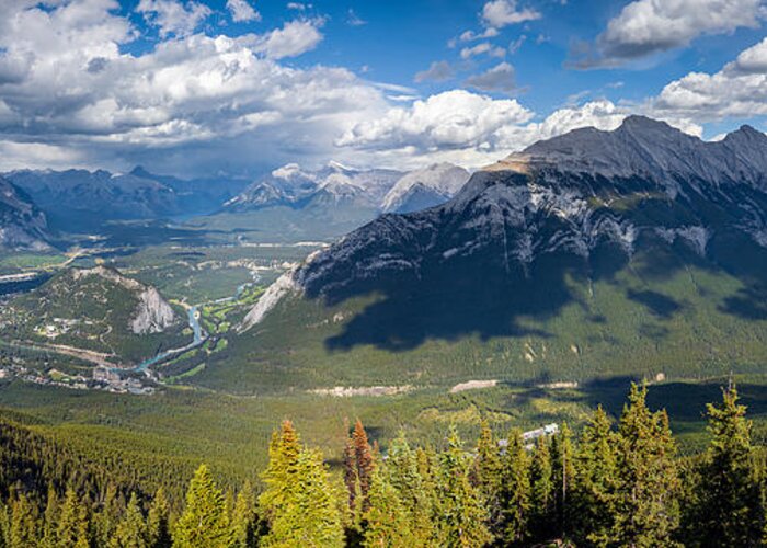 Photography Greeting Card featuring the photograph Banff Town Panorama by Alma Danison