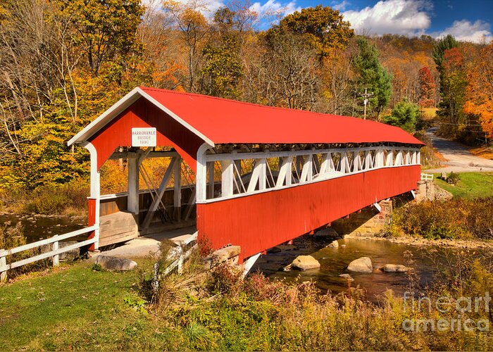 Barronvale Greeting Card featuring the photograph Barronvale Covered Bridge Fall Landscape by Adam Jewell