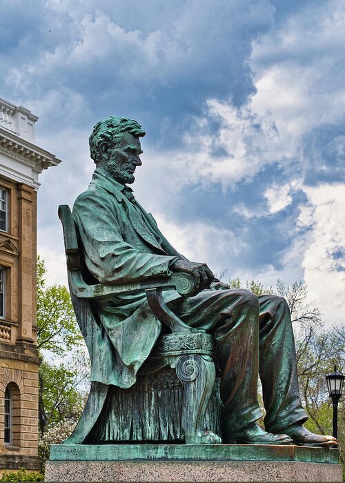 Wisconsin Greeting Card featuring the photograph Bascom Hall Lincoln Statue by Steven Ralser