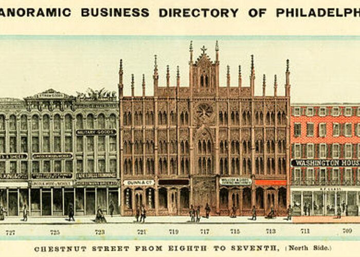 Philadelphia Greeting Card featuring the mixed media Baxter's Panoramic Business Directory by Dewitt Clinton Baxter