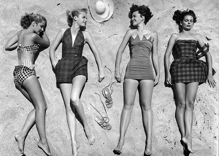 Bathing Suits Greeting Card featuring the photograph Beach Fashions by Nina Leen