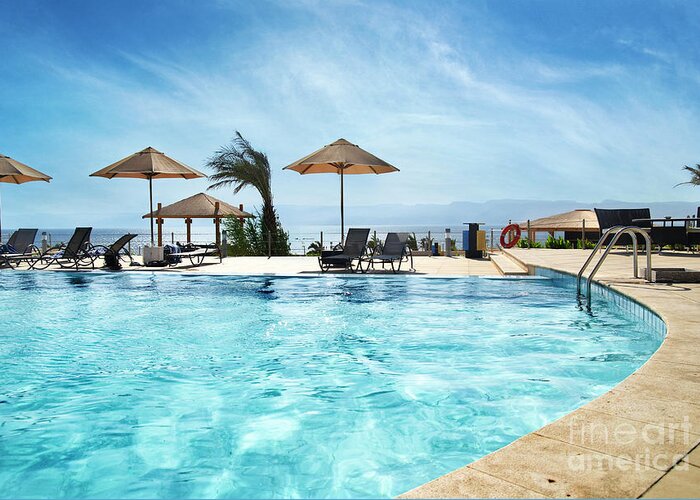 Aqaba Greeting Card featuring the photograph Beach in Aqaba, Jordan by Jelena Jovanovic